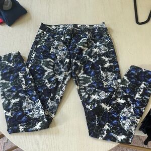 Madewell Blue and Black Patterned Skinny Pants